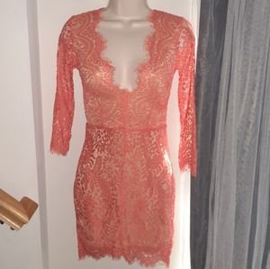 LUXXEL Coral Lace Dress